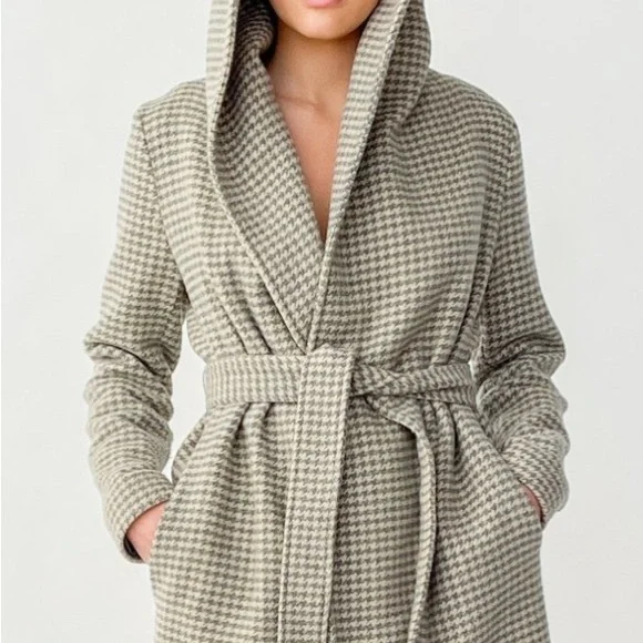 Ralph Lauren Tan and Brown Houndstooth Coat - Picture 3 of 5